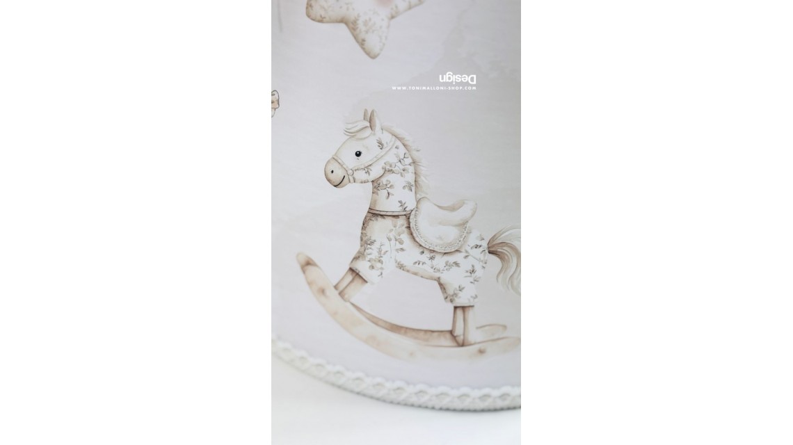 Trusou botez Nude Teddy Bear Toile de Jouy bej crem cu accente light pink și pattern floral vintage 20